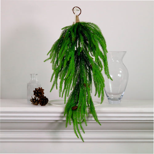 Real Touch Weeping Norfolk Pine Teardrop Swag