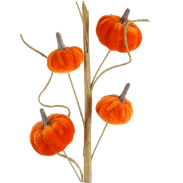 Autumn Mini Velvet Pumpkin Spray