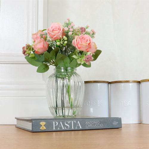 Amelia Rose In Ribbed Vase Arrangement