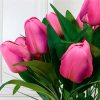 Tulip in Ribbed Vase Arrangement