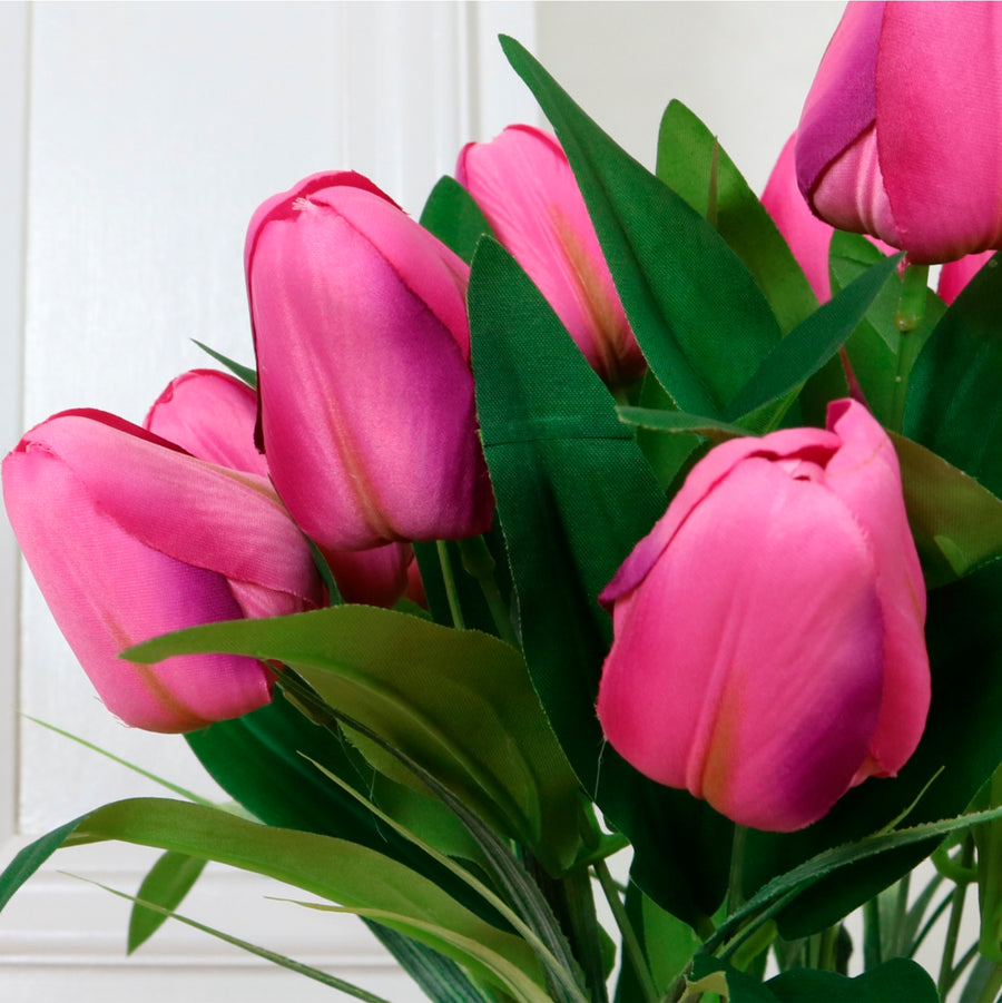 Tulip in Ribbed Vase Arrangement