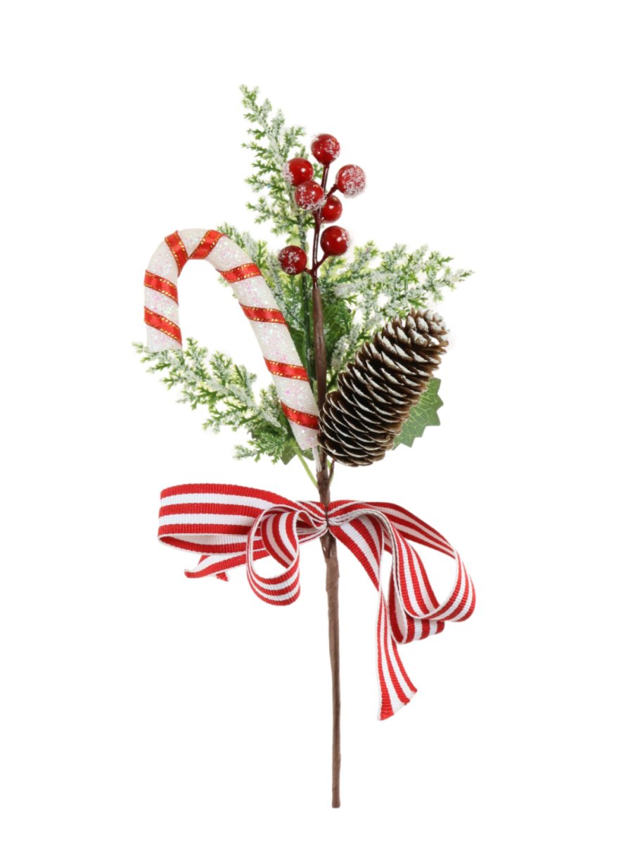 Xmas Pinecone, Bow & Candycane Pic